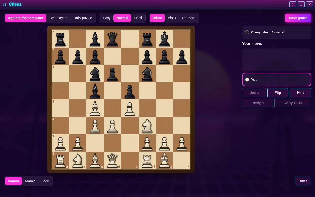 Chess open on the Arcadópolis desktop