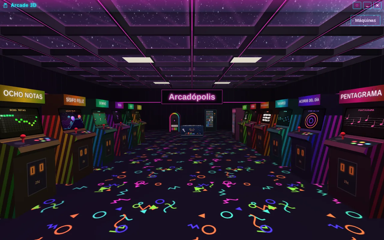 Arcade 3D abierta en el escritorio de Arcadópolis