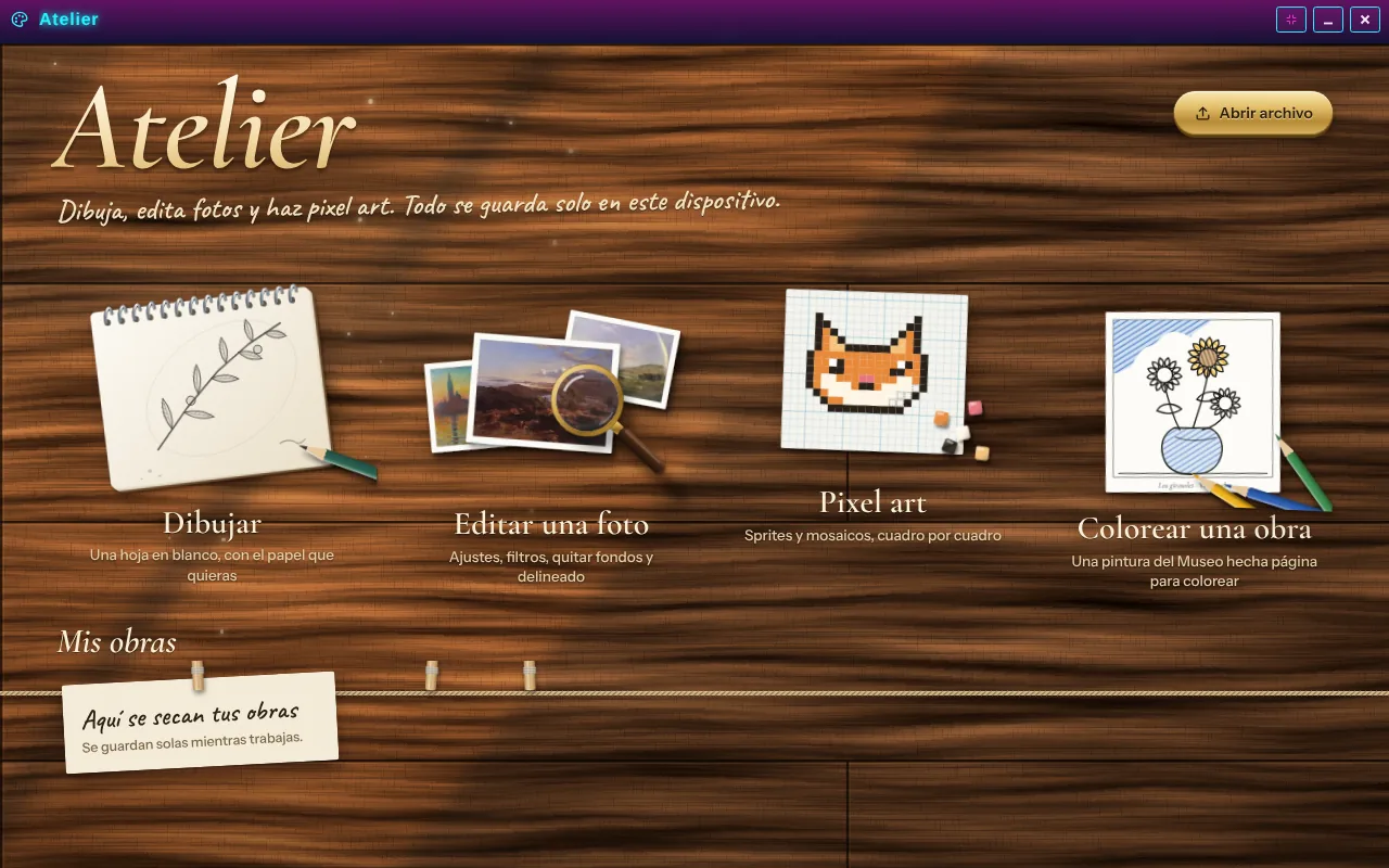 Atelier abierta en el escritorio de Arcadópolis