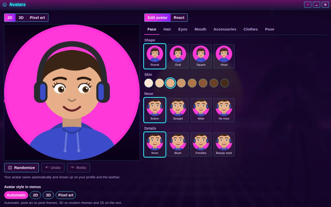 Avatars open on the Arcadópolis desktop