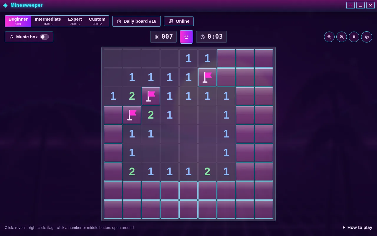 Minesweeper open on the Arcadópolis desktop