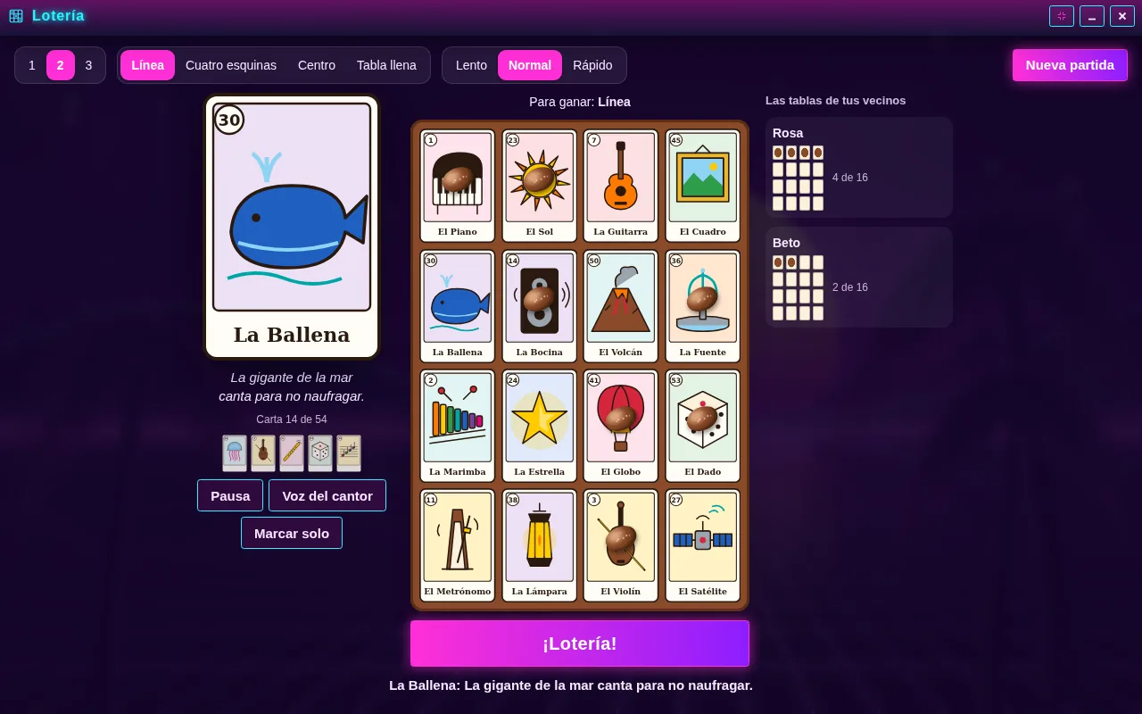 Lotería abierta en el escritorio de Arcadópolis
