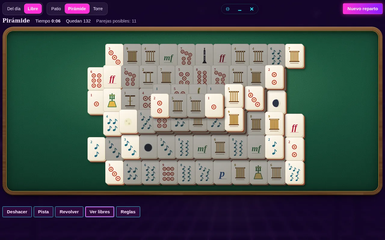 Mahjong solitario abierta en el escritorio de Arcadópolis