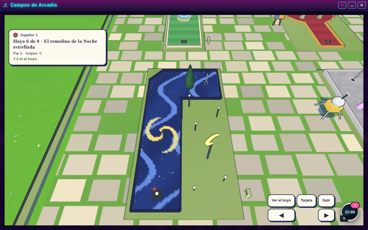 Minigolf abierta en el escritorio de Arcadópolis