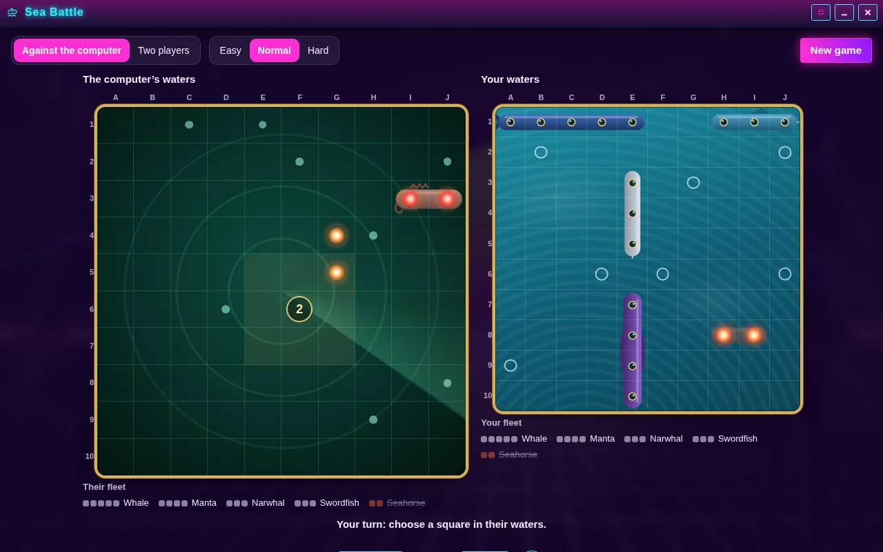 Sea Battle open on the Arcadópolis desktop