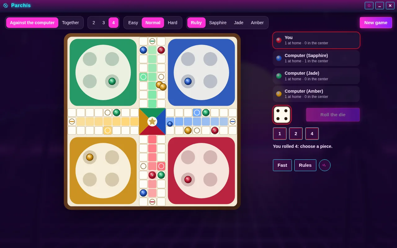 Parchís open on the Arcadópolis desktop