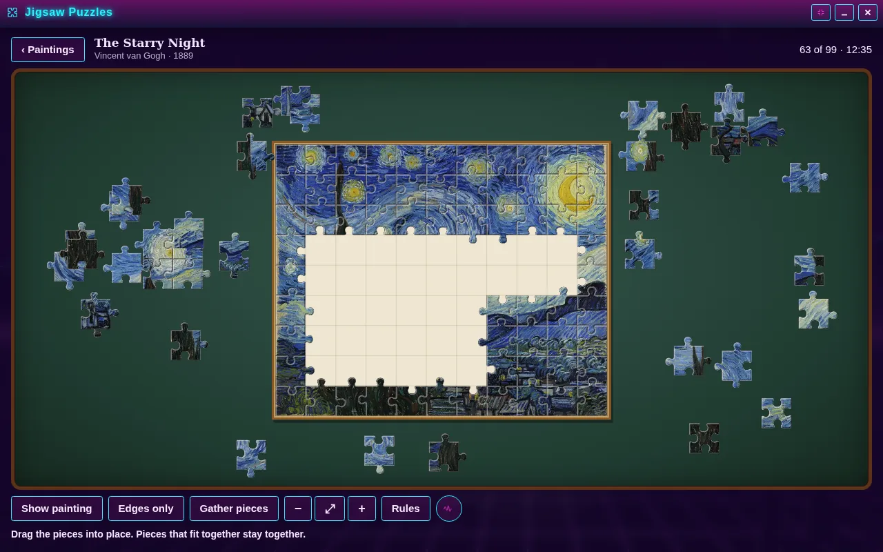 Jigsaw Puzzles open on the Arcadópolis desktop