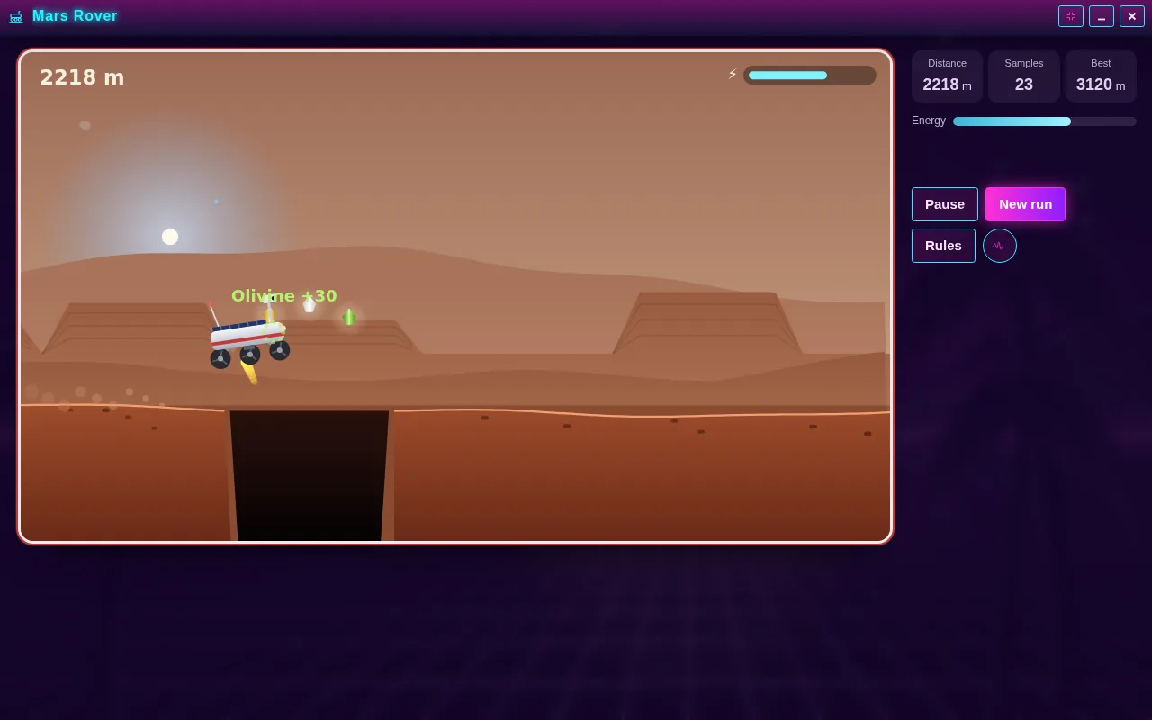 Mars Rover open on the Arcadópolis desktop