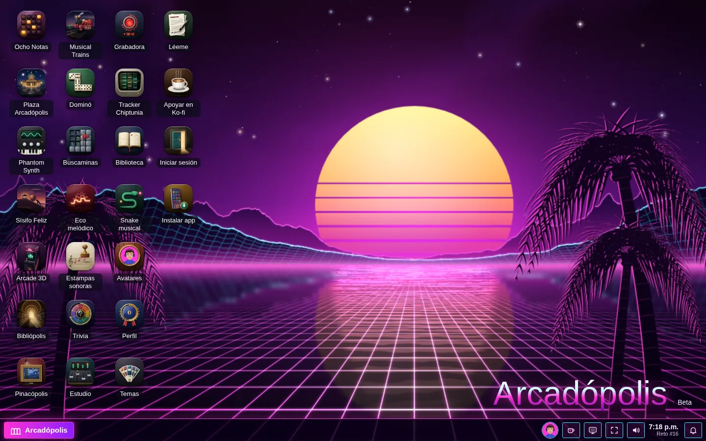 The Arcadópolis desktop on a computer and on a phone