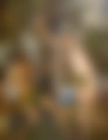 Hombre y mujer desnudos bajo un árbol: ella toma una fruta que le ofrece un niño asomado entre las ramas